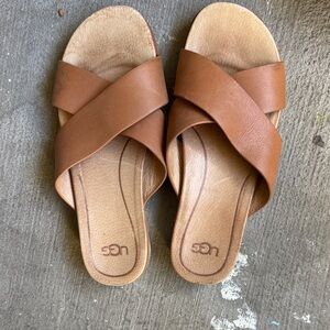 UGG Women's Tan Cross Strap Sandals